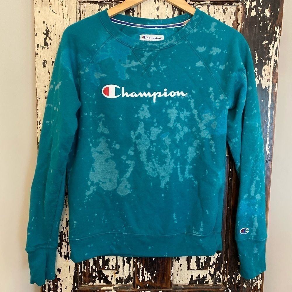 WOMEN'S UPCYCLED Customized Champion sweatshirt. One of a kind!!  SIZE SMALL